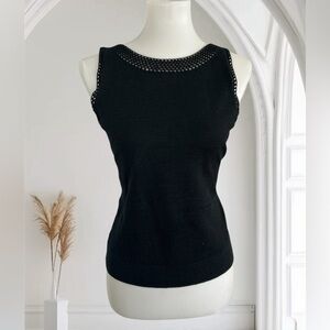 Ann Taylor silk blend Black Sleeveless Fitted Tank Top